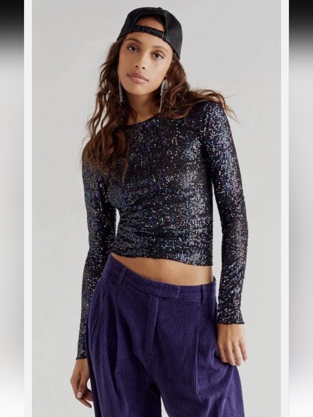 FREE PEOPLE INTIMATELY GOLD RUSH SEQUIN LONG SLEEVE SZ XS
